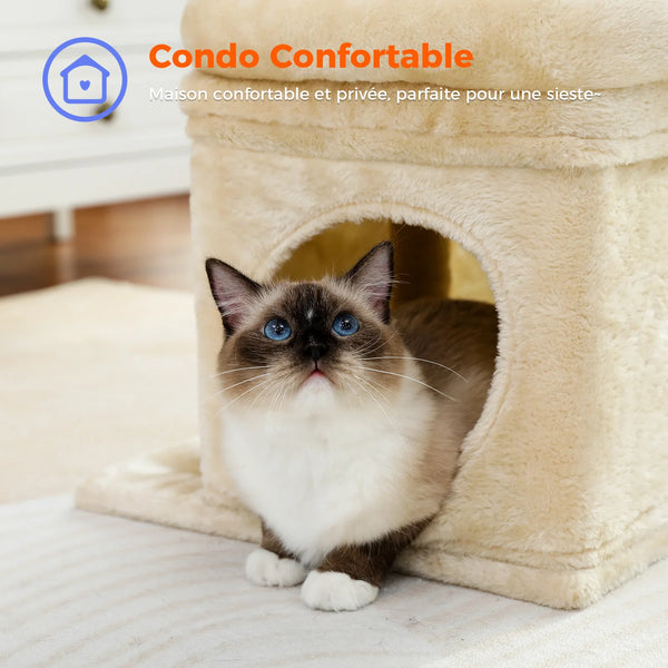 Small Cat Tree with Natural Sisal Scratching Posts Cat Tower for Indoor Cats Cozy Cat Condo Cat Scrapers Accessories Kitten Toys