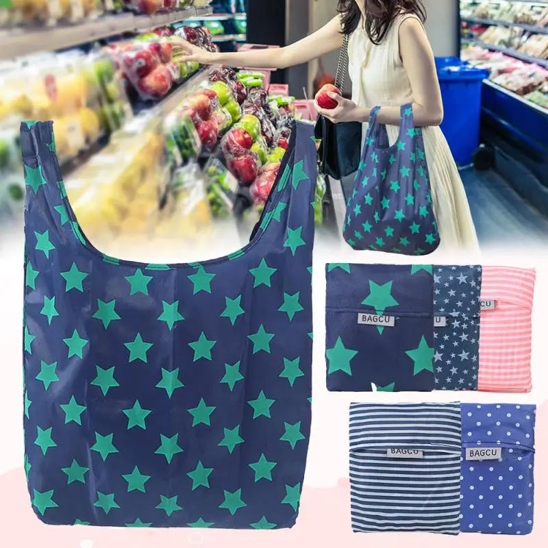 Reusable Foldable Supermarket Shop Large Folding Shopping Bag Easy to Carry Eco-friendly Big Capacity Eco Storage Handbag