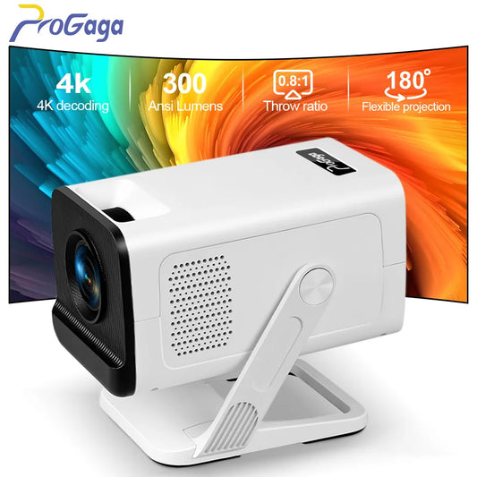 PROGAGA PG310 Mini Portable Projector 4K 1080P 720P Android 300Ansi BT5.4 Projetor PG310 Smart Home Theater Outdoor Video Beamer