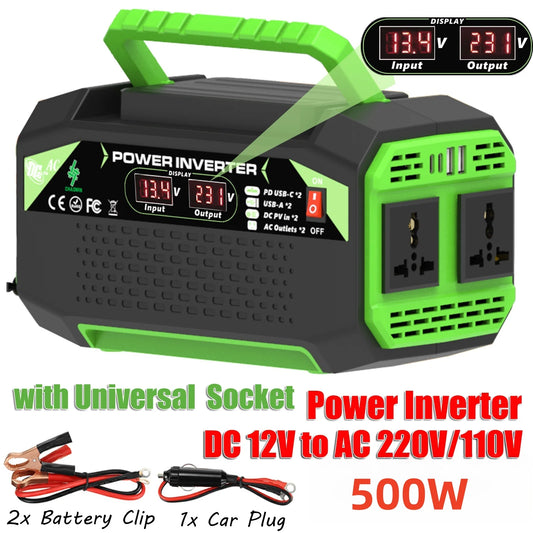 500W Inverter 12V 220V Modified Sine Wave Inverter High Power USB Socket Auto Inversor Converter Solar Car Inverter