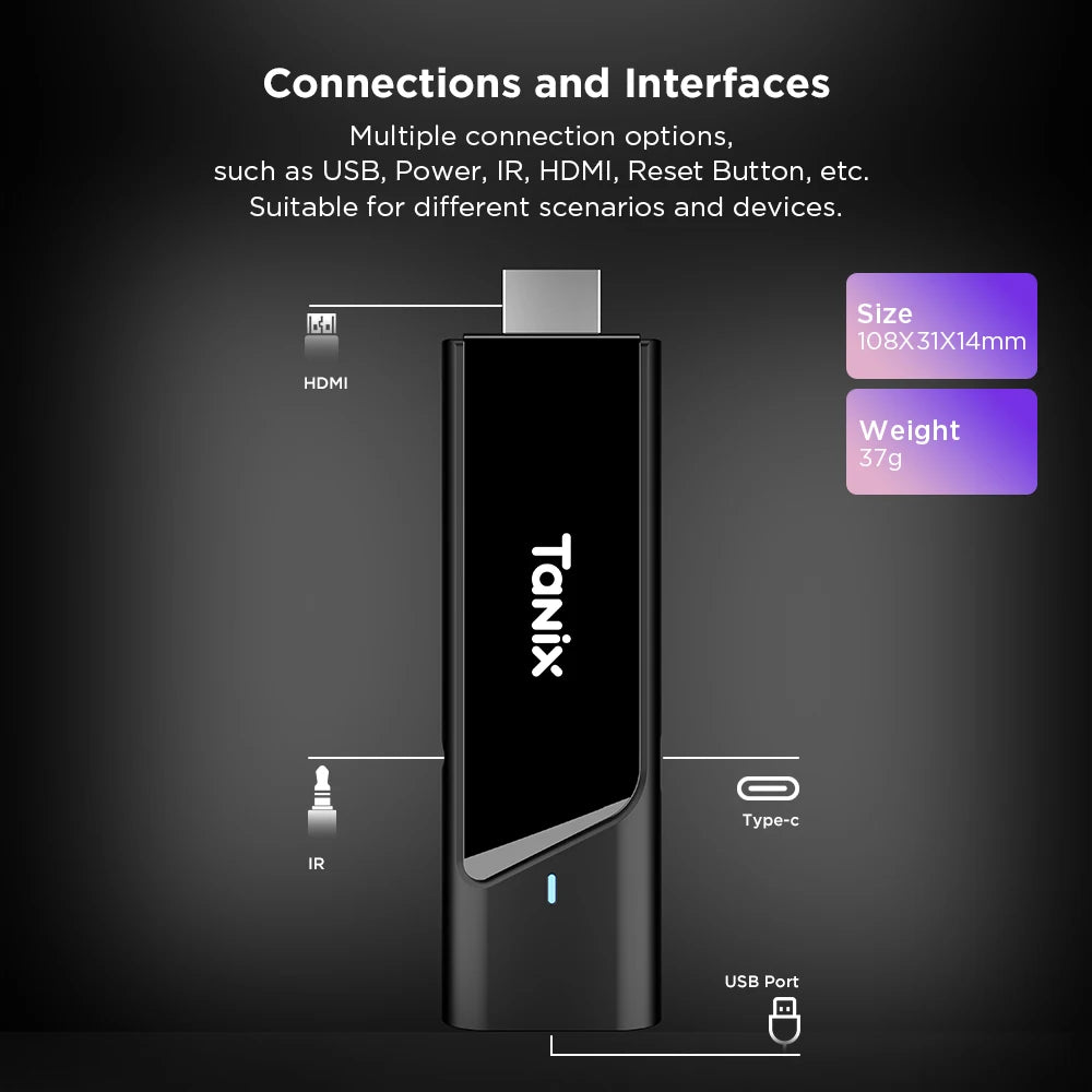 TANIX TX9 Android 11 TV Stick Smart TV Box AV1 Amlogic S905Y4 2GB 16GB DDR4 2.4G&5G Dual WIFI BT5.0 4K MINI TV Dongle