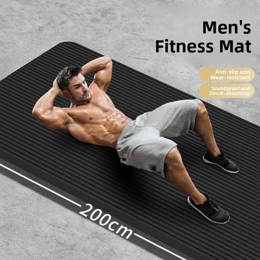 Men's Yoga Mat 20mm Thiened Lengthened And Widened Non-Slip Fitn Exercise Equipment Pure Color Nbr Material Yoga Pad