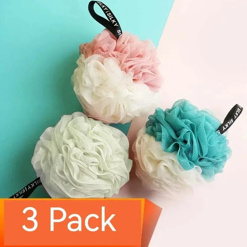 3Pcs Large Bath Balls Color Blocking PE Bath Flower Soft Scrubbing Bubble Net Two Color Bath Flower Dual Shade