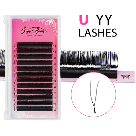 Goddess U Shape YY Eyelash Extension 2D UY Mink Premade Volume Fans Individual False Lashes U-shape YY Lashes Automatic Lashes