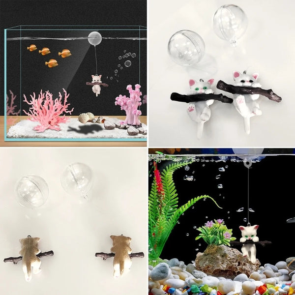 Fish  Floating Cat Figurines Ornament DIY Artificial Aquarium for Fish Play N84C