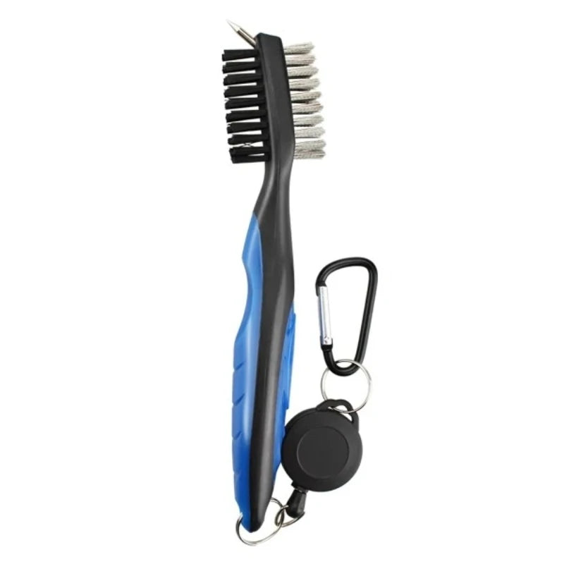 Golf Club Brush Groove Cleaner Retractable Dual Sided Nylon Bristles Aluminum Carabiner Groove Cleaner Groove Cleaning Tool Kit
