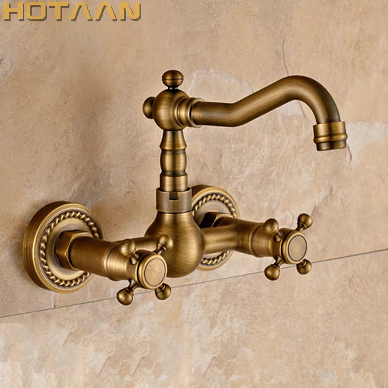 . Kitchen Faucet torneira wall mounted Antique Brass Swivel Bathroom Basin Sink Mixer Tap Crane,YT-6035