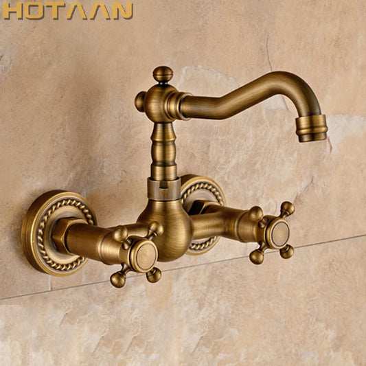 . Kitchen Faucet torneira wall mounted Antique Brass Swivel Bathroom Basin Sink Mixer Tap Crane,YT-6035