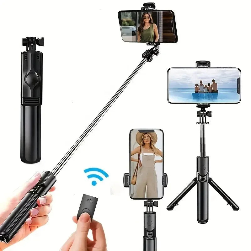 3 in 1 Expandable Selfie Stick Tripod - Lightweight Stand with Detachable Bluetooth Remote for Most Smartphones