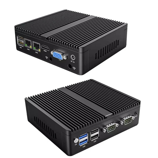 Metal Case Fanless Industrial Mini PC Intel N2840 Desktop Computer Pfsense Mini Server DDR3L Msata SSD 2Lan 2COM VGA HD Display