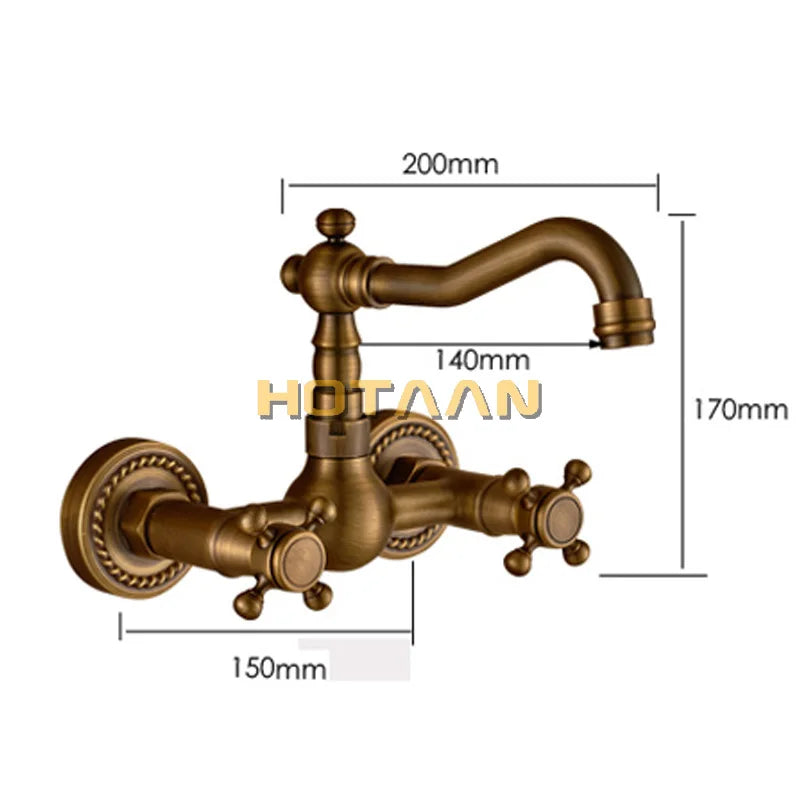 . Kitchen Faucet torneira wall mounted Antique Brass Swivel Bathroom Basin Sink Mixer Tap Crane,YT-6035