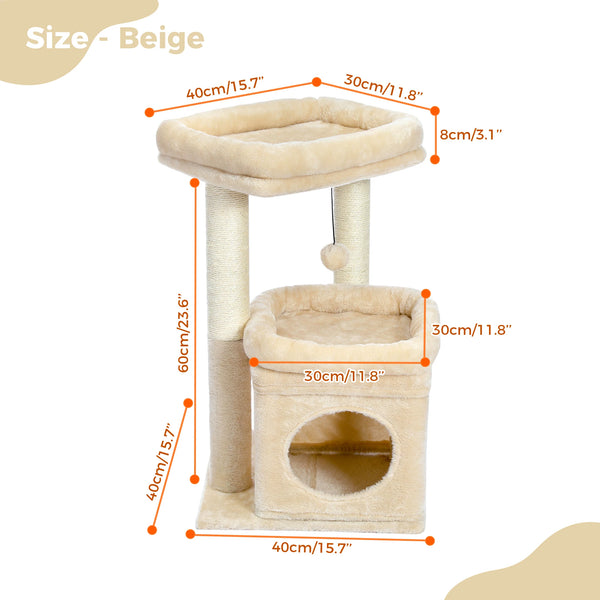 Small Cat Tree with Natural Sisal Scratching Posts Cat Tower for Indoor Cats Cozy Cat Condo Cat Scrapers Accessories Kitten Toys