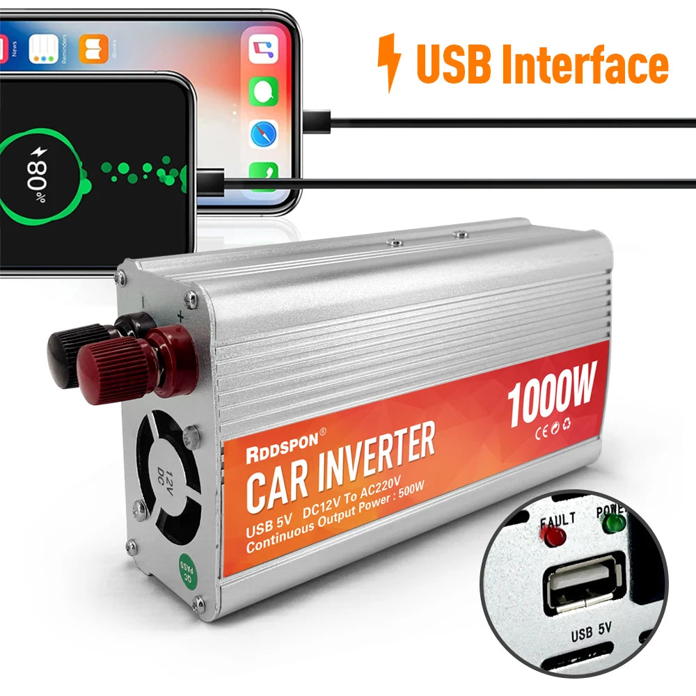 Car Inverter 12V 220V 200W-1000W AC Power Converter With 5V USB Sine Wave Car Inverter Charger Conversion Equipment