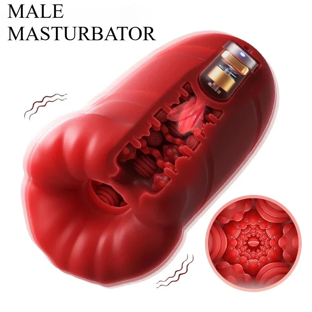 Male Sucking Masturbator (w/Vibrating Bullet) - 18+ Oral/Vaginal Blowjob Stimulation, Penis Vibrator Cup