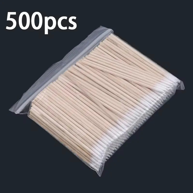 100/300/500pcs Cotton Swabs Wood Colored Pointed Embroidery Cotton Swabs Embroidery Cotton Swabs Beauty Cotton Swabs