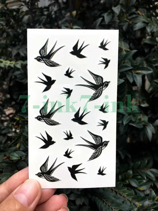 Waterproof Temporary Tattoo Sticker black white pigeon Swallow bird tattoo flash tatoo fake Water Transfer  tatto for Woman Man