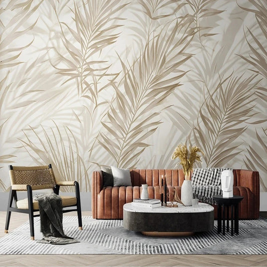 Custom Wall Murals Tropical Wallpaper for TV Sofa Walls Hand-painted Leaf Pattern Decor Background For Living Room Bedroom