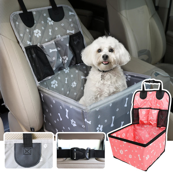 Dog Car Booster Seat | Small Pet Travel Carrier with Storage