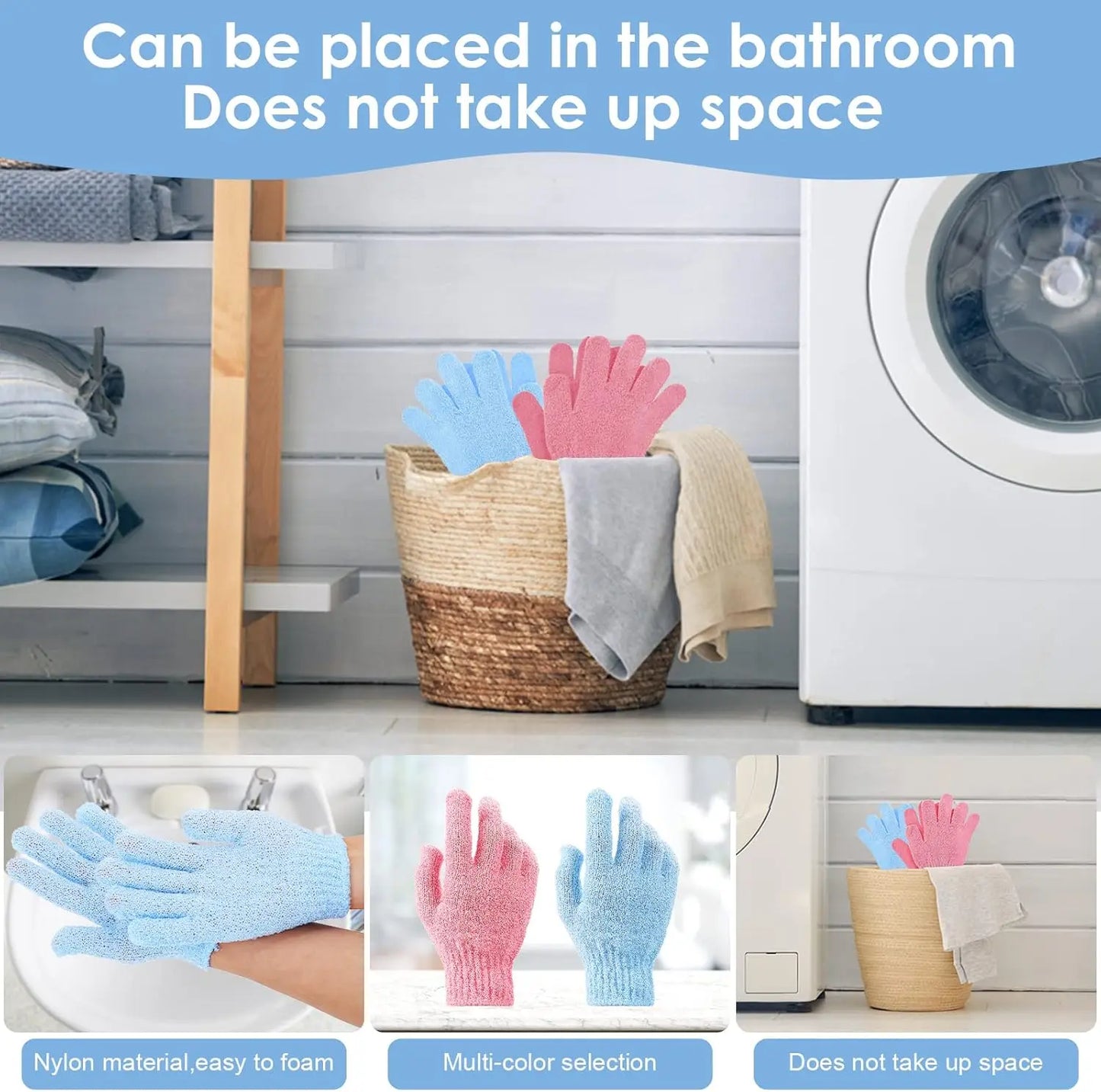 8/10 Pieces Exfoliating Bath Gloves Double Sided Bath Gloves for Beauty Spa Massage Skin Shower Scrubber Bathing Accessories