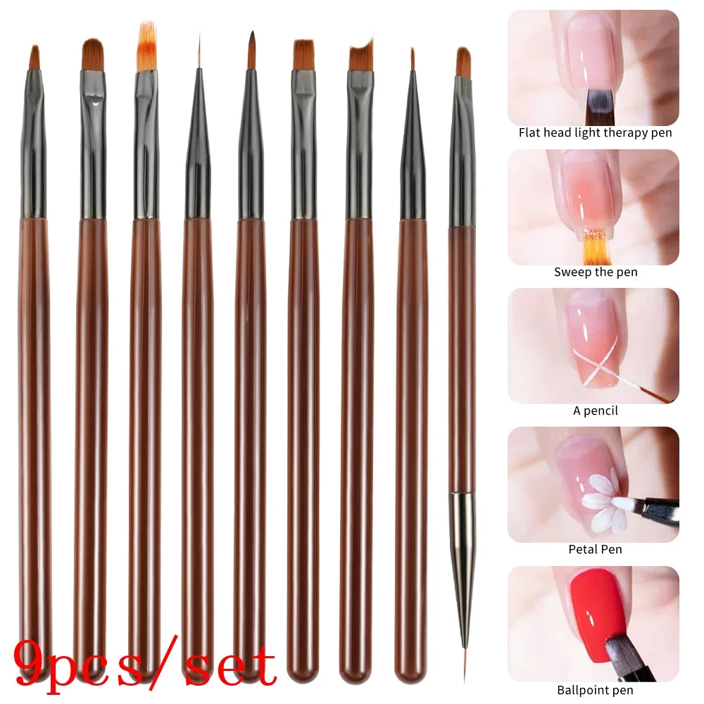 5pcs Premium Nail Art Liner Brush Set - Ultra-Fine Detailing Pens For Precision Manicure 6/9/12/15/26mm Long Line Nail Brushes *