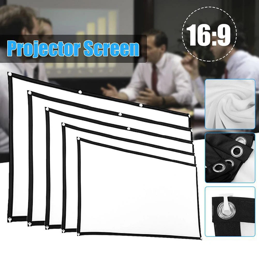 16:9 Simple Projector Curtain Portable HD Display Screen Home Cinema Theater Movie Projection Curtain For Home Outdoor 60-150inc