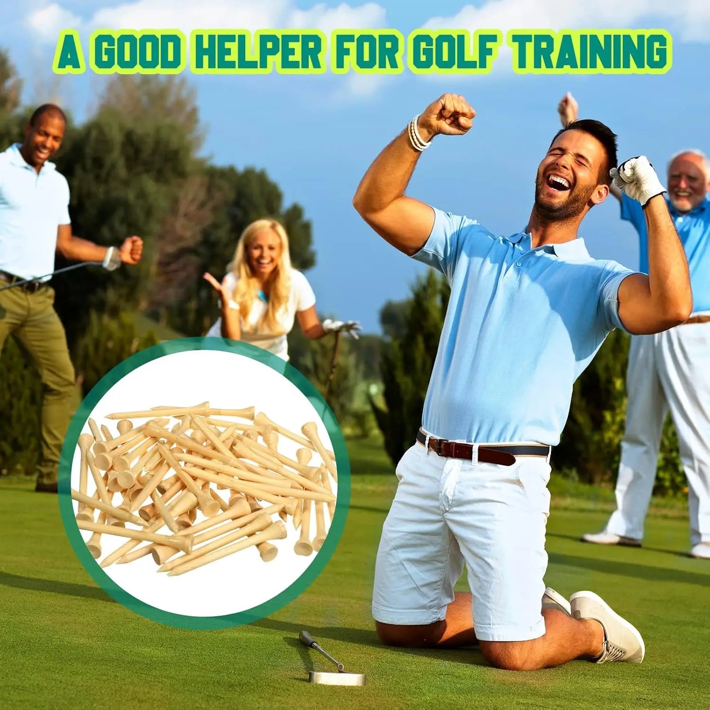 Golf Tees Durable Bamboo Tees 50Pcs/100Pcs 100Pcs 3-1/4" Friendly Biodegradable Material Reduce Friction Side Spin More Stable