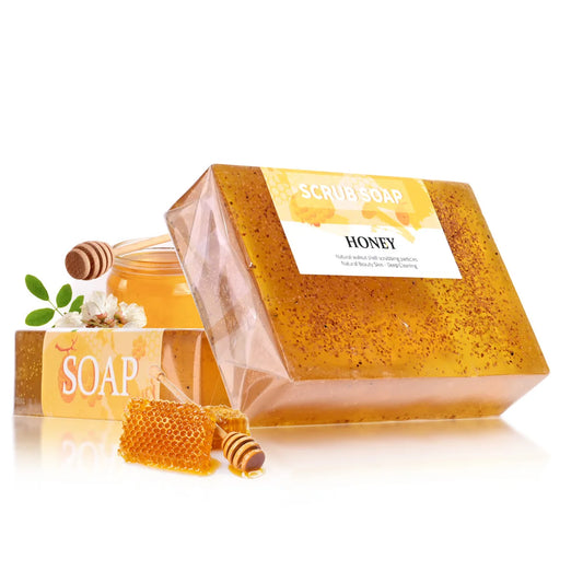 M+100G Natural Honey Walnut Particle Scrub Soap Gently Cleanses Pores Long-Lasting Aromatic Facial Wash and Bath Handmade Soap