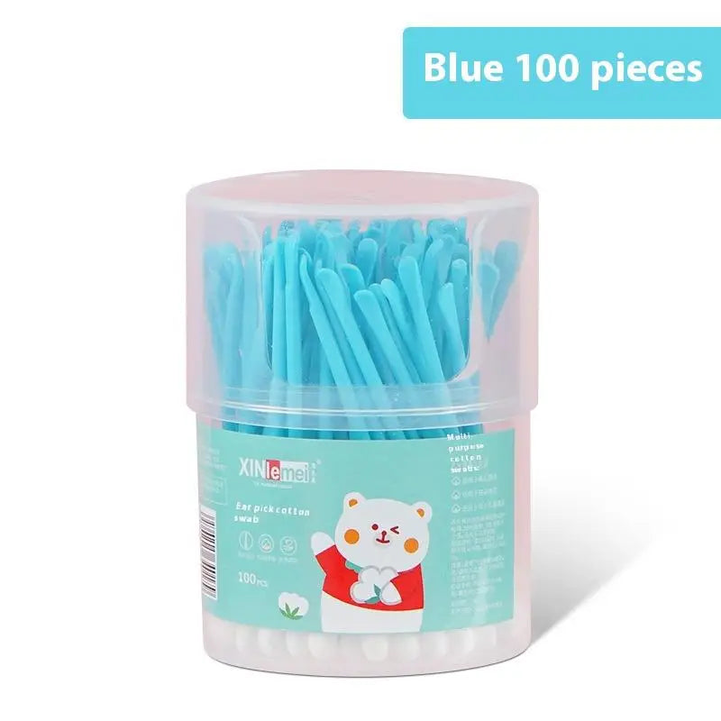 100pc  Disposable Eyelash Brushes Swab 2In1 Cotton Swab Ear Scoop Dual-Headdual-Function Cotton Pad Ear Cleaning  Makeup Removal