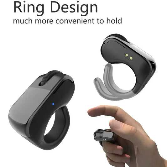 Ring Finger Wireless Mouse 2.4G Bluetooth Dual Mode Touch Screen Scroll Wheel Mini Portable Rechargeable For PPT Speech Tablet