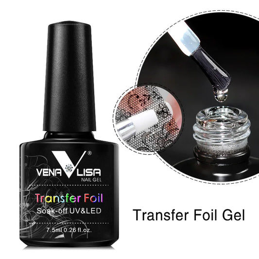 Venalisa Nail Foil Glue Gel Strong Adhesion for Foil Art Stickers Soak off LED Gel Polish Compatible Nail Art Transfer Gel