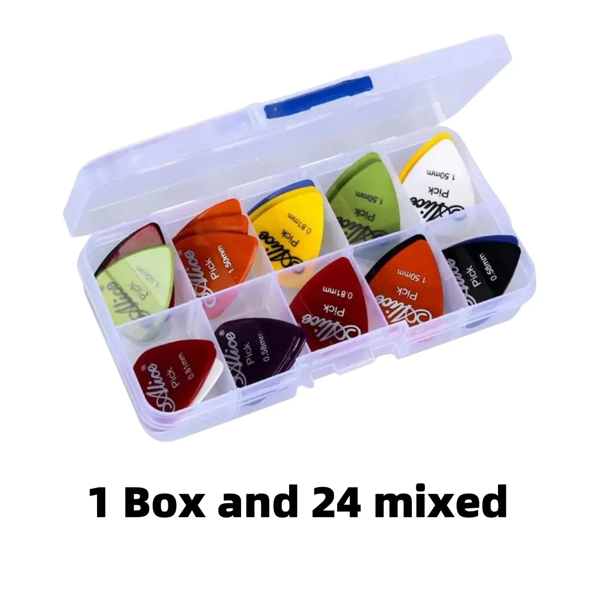 Alice Guitar Pick 24/50/100 Pieces Mixed ABS Premium Matte Anti-Skid Guitar Pick w/ Pick Box /for Acoustic Electric/Bass/Ukulele