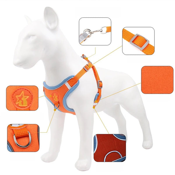 Adjustable Soft Padded Pet Vest Reflective Adjustable Puppy Chest Strap, Suitable for Small, Medium, Large Dogs, Cats